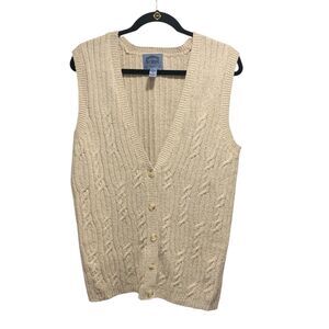 Cambridge Dry Goods Mens Cable Knit Preppy Button Up Vest S 90s Grandpacore